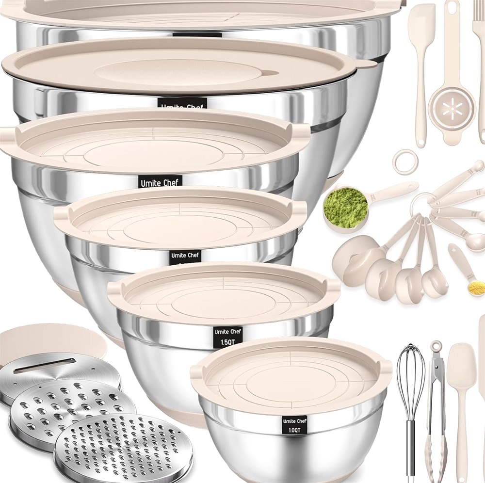 26-Piece Mixing Bowl Set with Lids & Grater Attachments