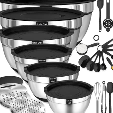 26-Piece Mixing Bowl Set with Lids & Grater Attachments in Carbon Black